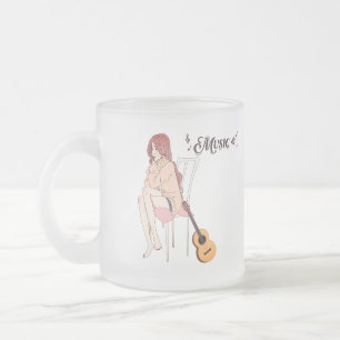Tasse Givré Fille avec la guitare, fille anime