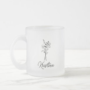 Tasse Givré Fleur de naissance de février et nom élégant du sc