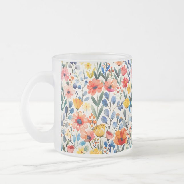 Tasse Givré Fleur sauvage de ressort d'aquarelle Arrière - pla (Gauche)