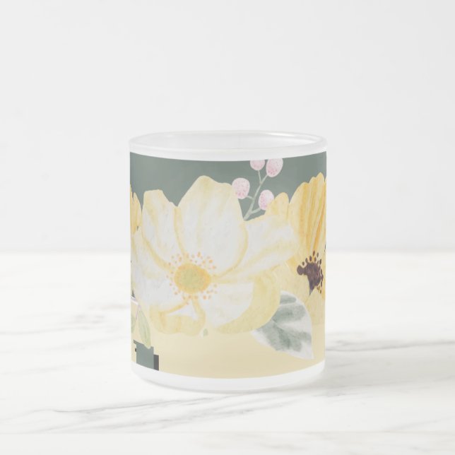 Tasse Givré Fleurs aquarelles modernes & fond vert (Centre)