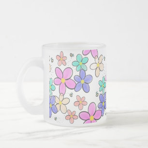 Tasse Givré fleurs arc-en-ciel colorées lumineuses abeilles bo