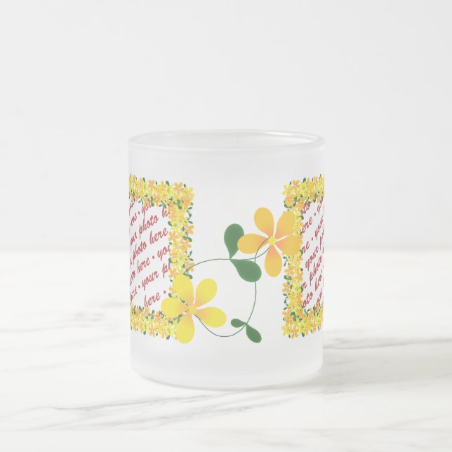 Tasse Givré Fleurs de cadre orange et jaune (Centre)