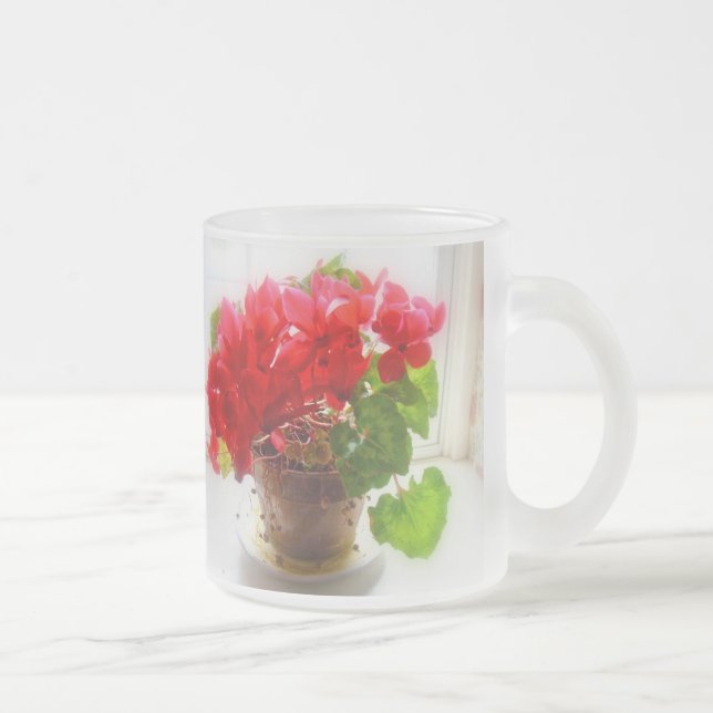 Tasse Givré Fleurs de cyclamen rouge (Droit)