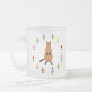 Tasse Givré Fleurs de marmotte et de tulipe mignonnes