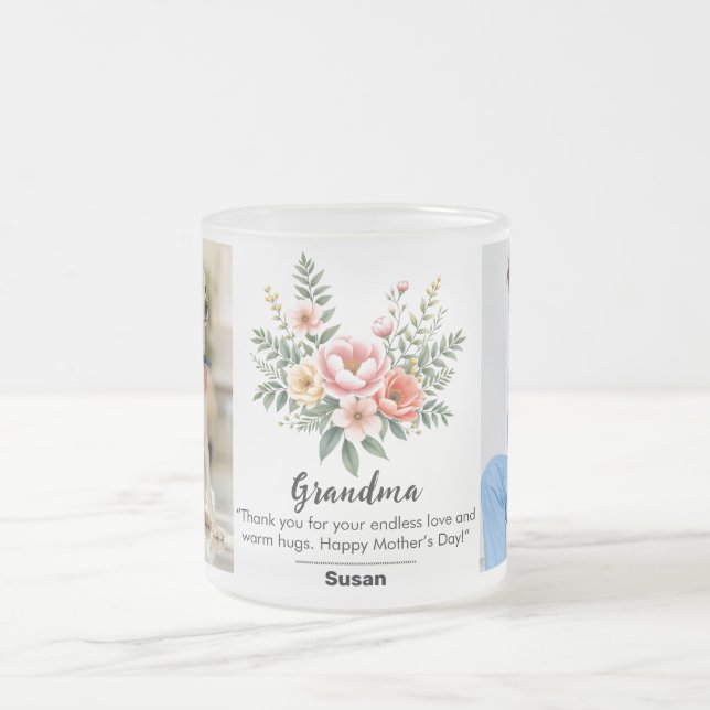 Tasse Givré Fleurs florales Fête des mères Granma Cadeau Combo (Centre)