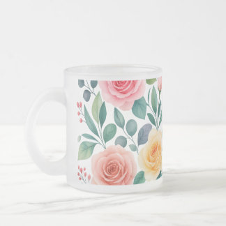 Tasse Givré Fleurs pastel dessin floral botanique vintage doux