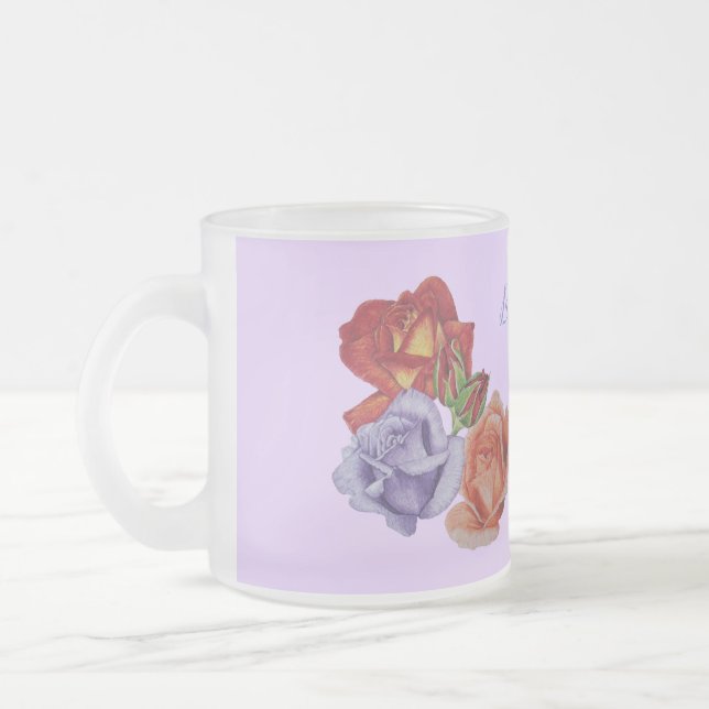 Tasse Givré fleurs roses rouges et bourgeons roses art floral (Gauche)