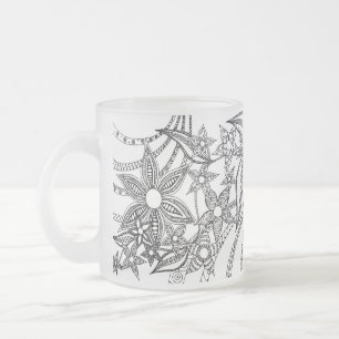 Tasse Givré Fleurs Zentangle Botaniques Abstraites Fantaisiste