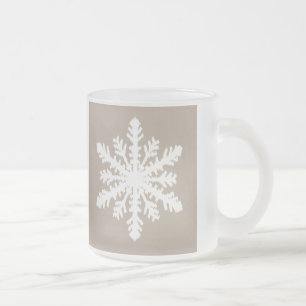 Tasse Givré Flocon de neige Ikat - Taupe tan et blanc
