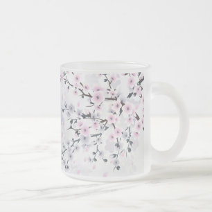 Tasse Givré Floral Cerisier Fleur Dusky Rose Mauve