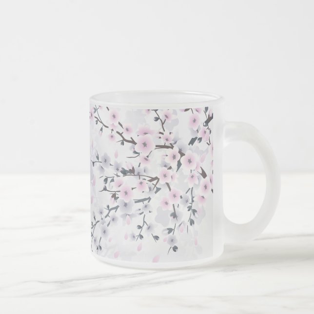 Tasse Givré Floral Cerisier Fleur Dusky Rose Mauve (Droit)