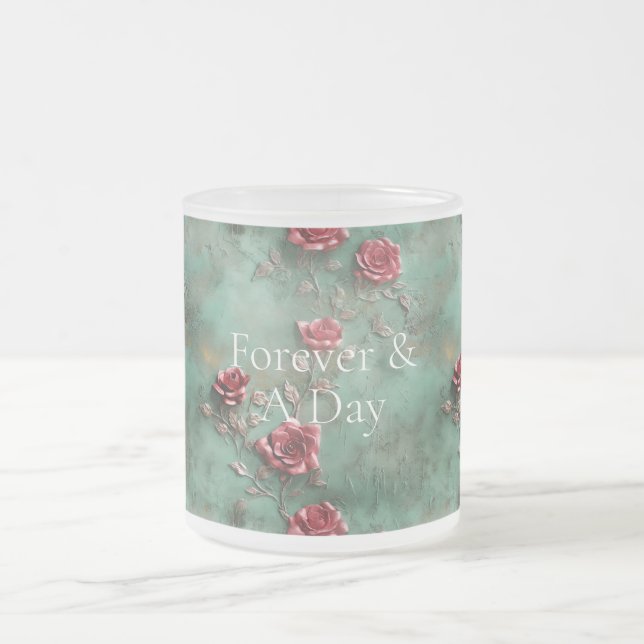 Tasse Givré Floral de Roses rouges vertes (Centre)