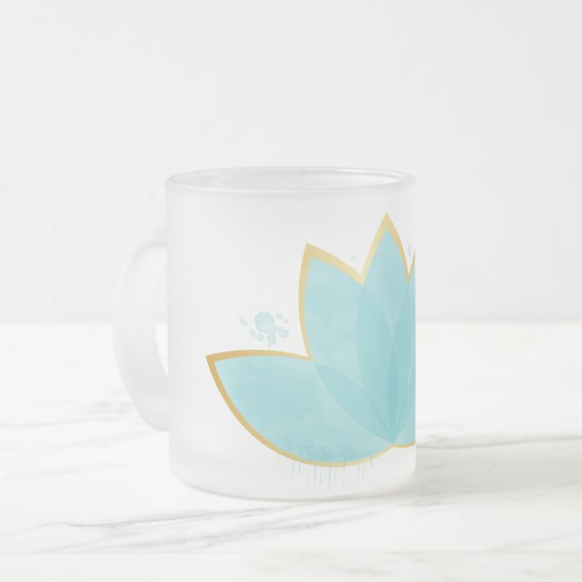 Tasse Givré Floral Lotus Seafoam Blue & Faux Gold (Devant gauche)