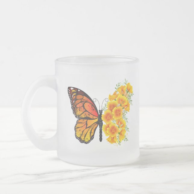 Tasse Givré Flower Butterfly with Yellow California Poppy (Gauche)