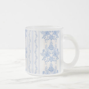Tasse Givré français, shabby chic, vintage, bleu pâle, blanc,