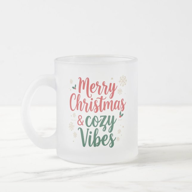 Tasse Givré Frosted Glass Christmas Gift , Cozy Holiday Quote  (Gauche)
