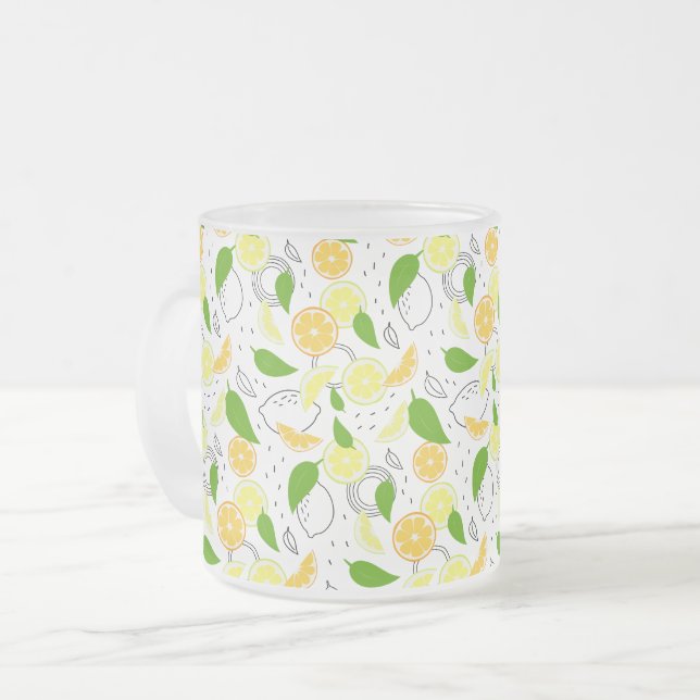 Tasse Givré Fruits Citron Orange Moderne. (Devant gauche)