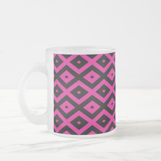 Tasse Givré Fuchsia et motif de diamants noirs (Gauche)