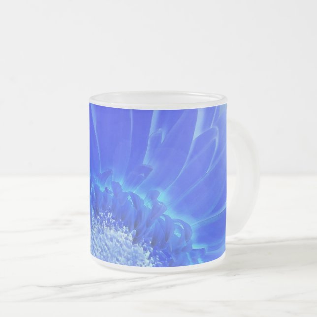 Tasse Givré gerbera bleu électrique (Devant droit)