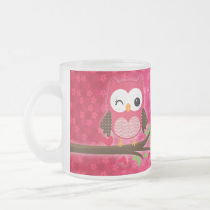 Tasse Givré Girly mignon de hibou de roses indien personnalis
