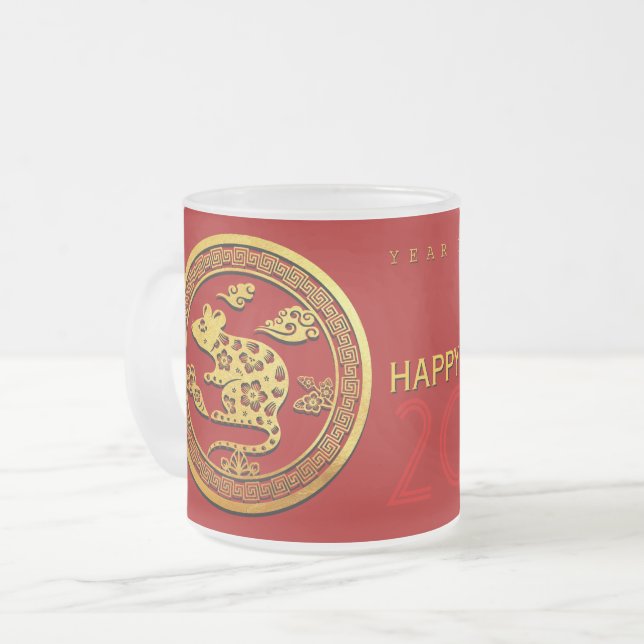 Tasse Givré Gold Chinois Papier coupé Rat Année Choisir Couleu (Devant gauche)