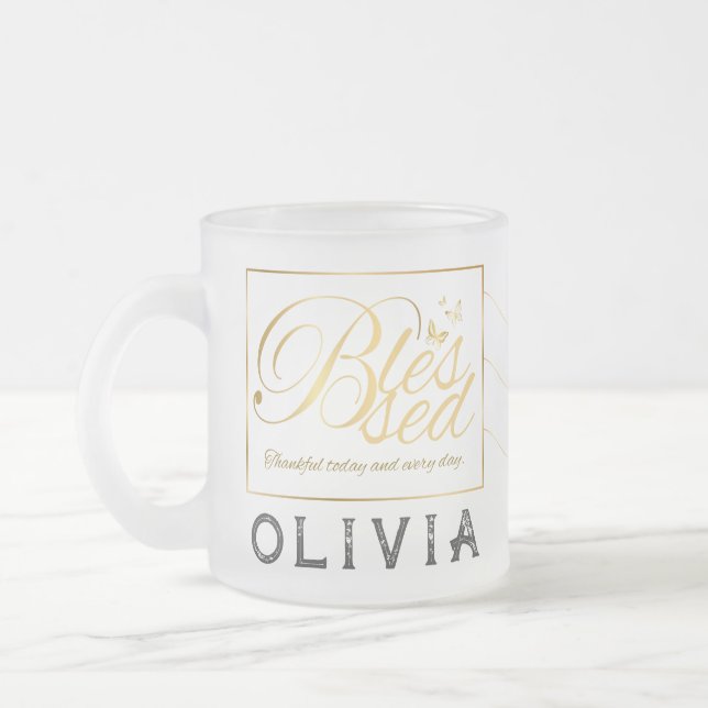 Tasse Givré Gold Custom Calligraphy Nom Thanksgiving Cadeau (Gauche)