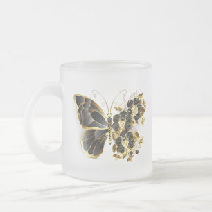 Tasse Givré Gold flower Butterfly with Black Orchid