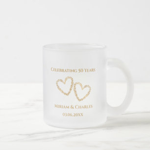 Tasse Givré Golden 50th Mariage Anniversaire Coeur personnalis