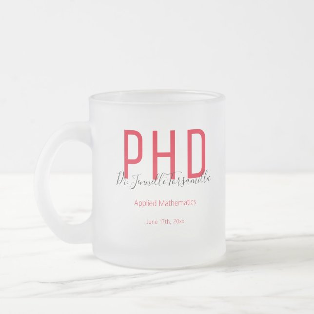 Tasse Givré Graduate Red Black Date Name Degree PhD (Gauche)