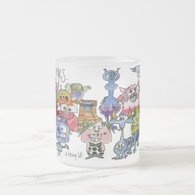 Tasse Givré Gratitude Drôle Cartoon Créatures (Centre)