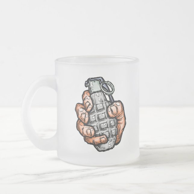 Tasse Givré Grenade À La Main En Style Bande Dessinée (Gauche)
