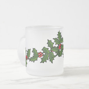 Tasse Givré Guirlandes de Noël de houx rouge vert blanc