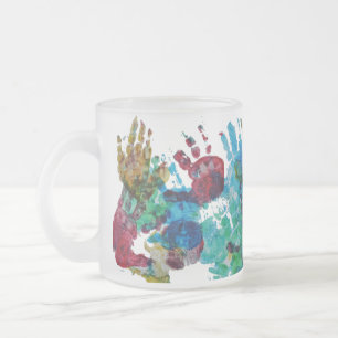 Tasse Givré Handprints de bébé avec le texte fait sur comman