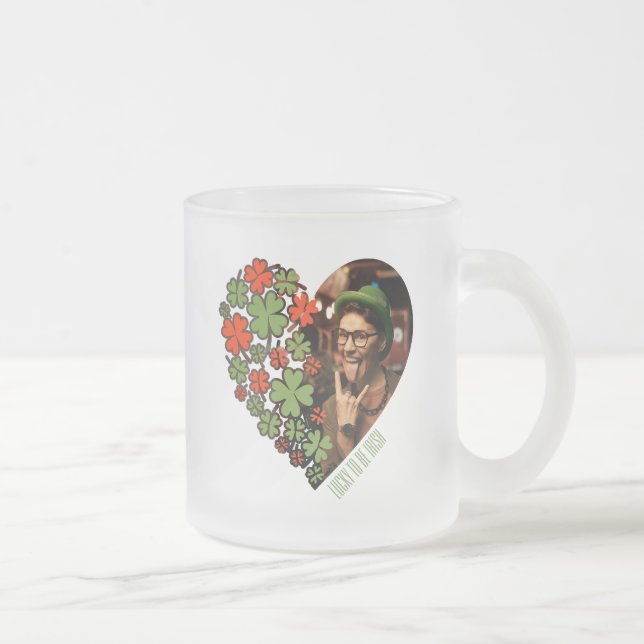Tasse Givré Heureux d'être Irlandais Photo Cup avec le coeur S (Droit)