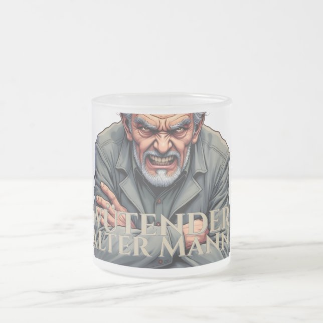 Tasse Givré Homme âgé en colère – Illustration de dessin animé (Centre)