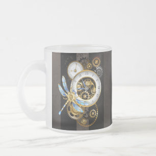 Tasse Givré Horloge à vapeur avec libellule mécanique