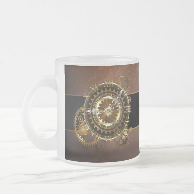 Tasse Givré Horloge Steampunk avec des engrenages anciens (Gauche)