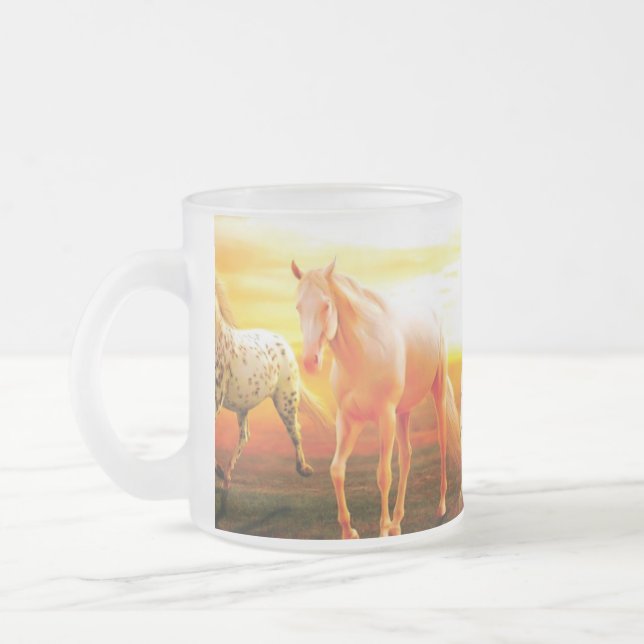 Tasse Givré Horses at sunset throw pillow (Gauche)