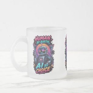 Tasse Givré Humain de naissance, IA par choix, néon robotique