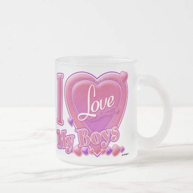 Tasse Givré I Love My Boys rose/violet - coeur (Droit)