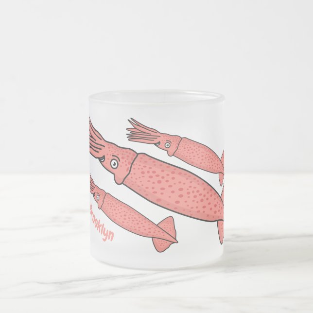 Tasse Givré Illustration de calamar rose (Centre)