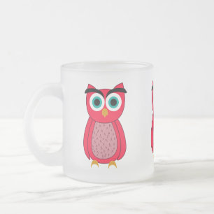Tasse Givré Illustration de chouette rose mignonne