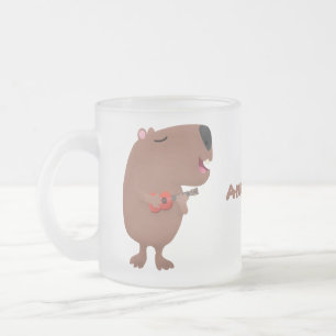 Tasse Givré Illustration de dessin animé de capybara ukulele