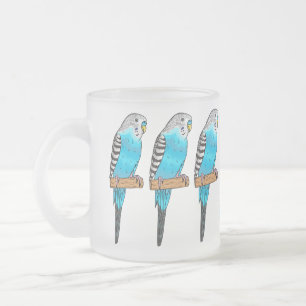 Tasse Givré Illustration de dessin animé d'oiseau perruche ble