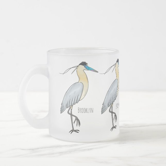 Tasse Givré Illustration de dessin d'oiseau de héron plafonné (Gauche)