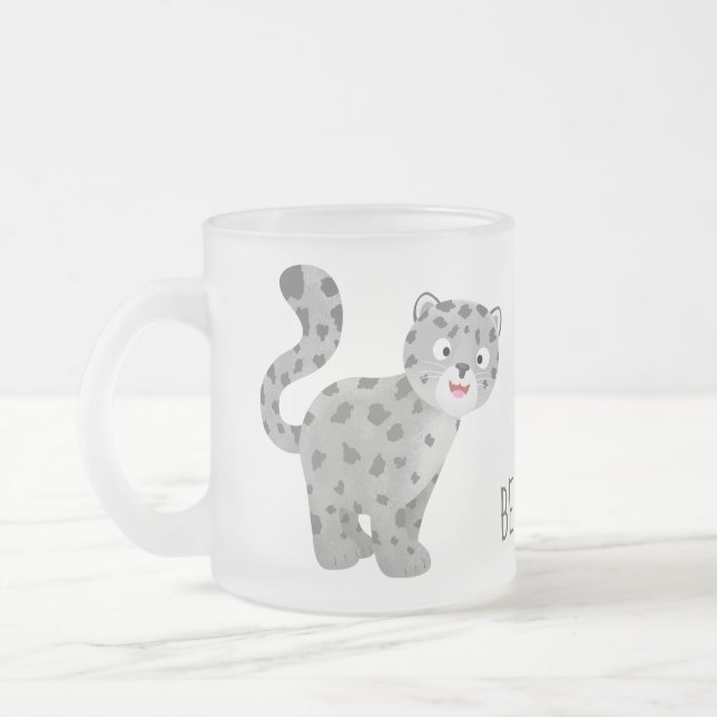Tasse Givré Illustration de mignon léopard des neiges (Gauche)