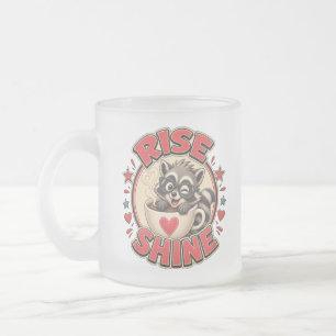 Tasse Givré Illustration de Raton Laveur Amateur de Café "Rise