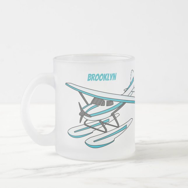 Tasse Givré Illustration d'hydravion bleu blanc (Gauche)