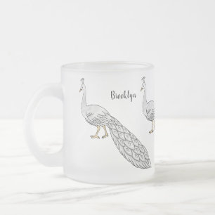 Tasse Givré Illustration d'oiseau de paon blanc