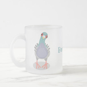 Tasse Givré Illustration drôle de pigeon curieux